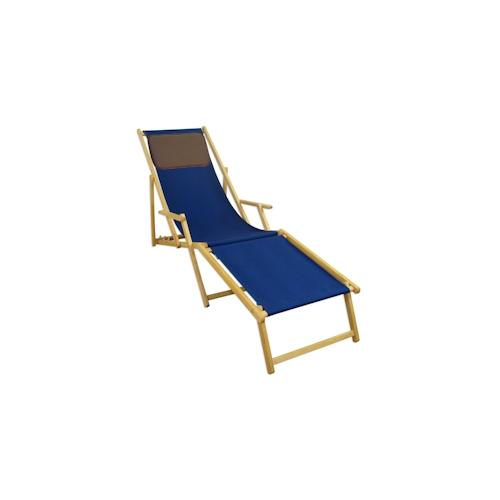 Strandliege blau Liegestuhl Holzliege Buche natur Fußteil Kissen klappbar 10-307 N F KD