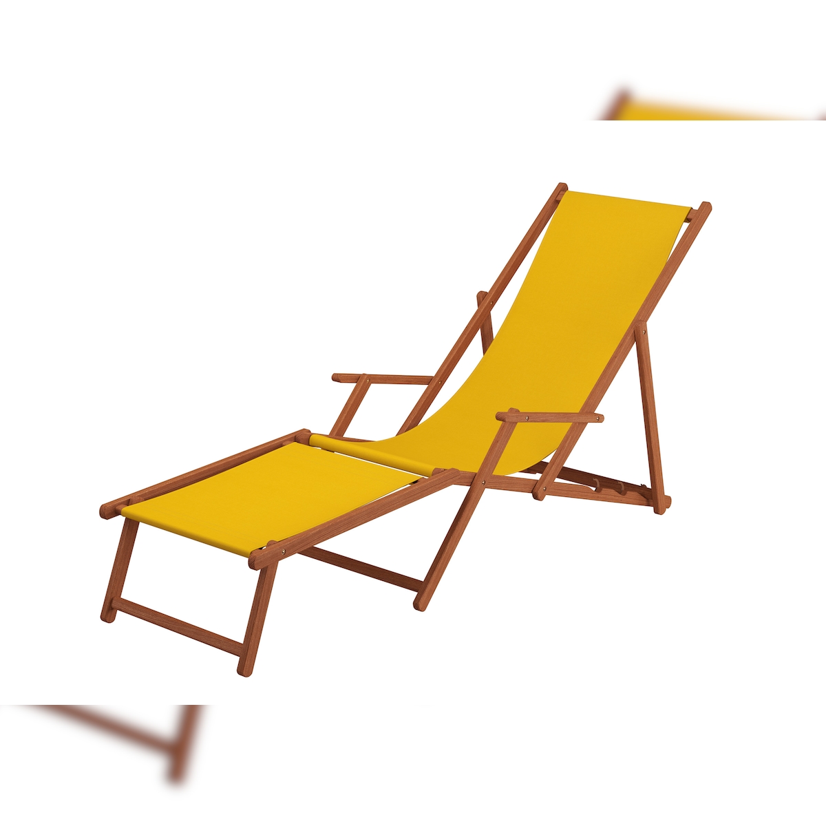 Erst-Holz Sonnenliege gelb Liegestuhl Fußteil Tisch Gartenliege Deckchair Strandstuhl Gartenmöbel 10-302 F T Image