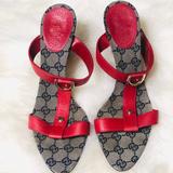 Gucci Shoes | Authentic Gucci Red And Gg Heels | Color: Gold/Red | Size: 9b