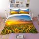 Treer Duvet Cover Set Bedding Sets 3 Piece 3D Sunflower Soft Microfiber Single Double King Size Bed with Duvet Set 2 x Pillowcases 1 x Quilt Case (200x200cm,Afterglow)