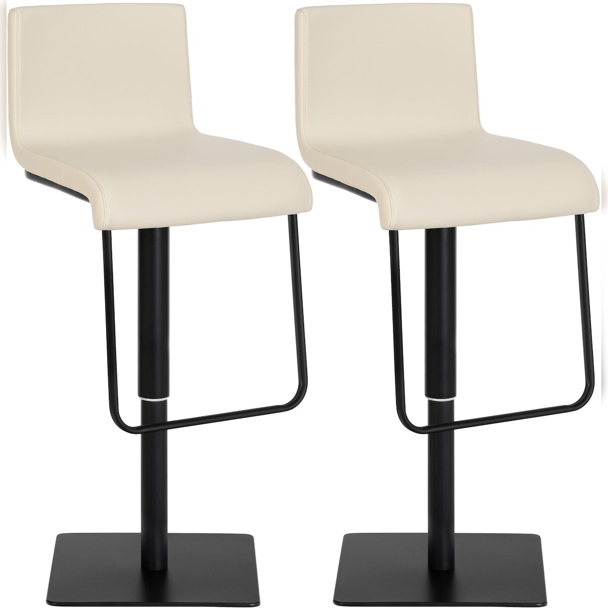 CLP 2er Set Barhocker Limon Kunstlederbezug creme/schwarz Image