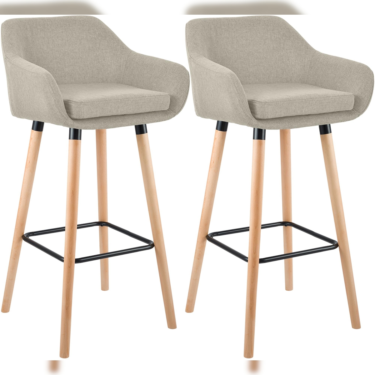 CLP 2er Set Barhocker Grant Stoff creme Image