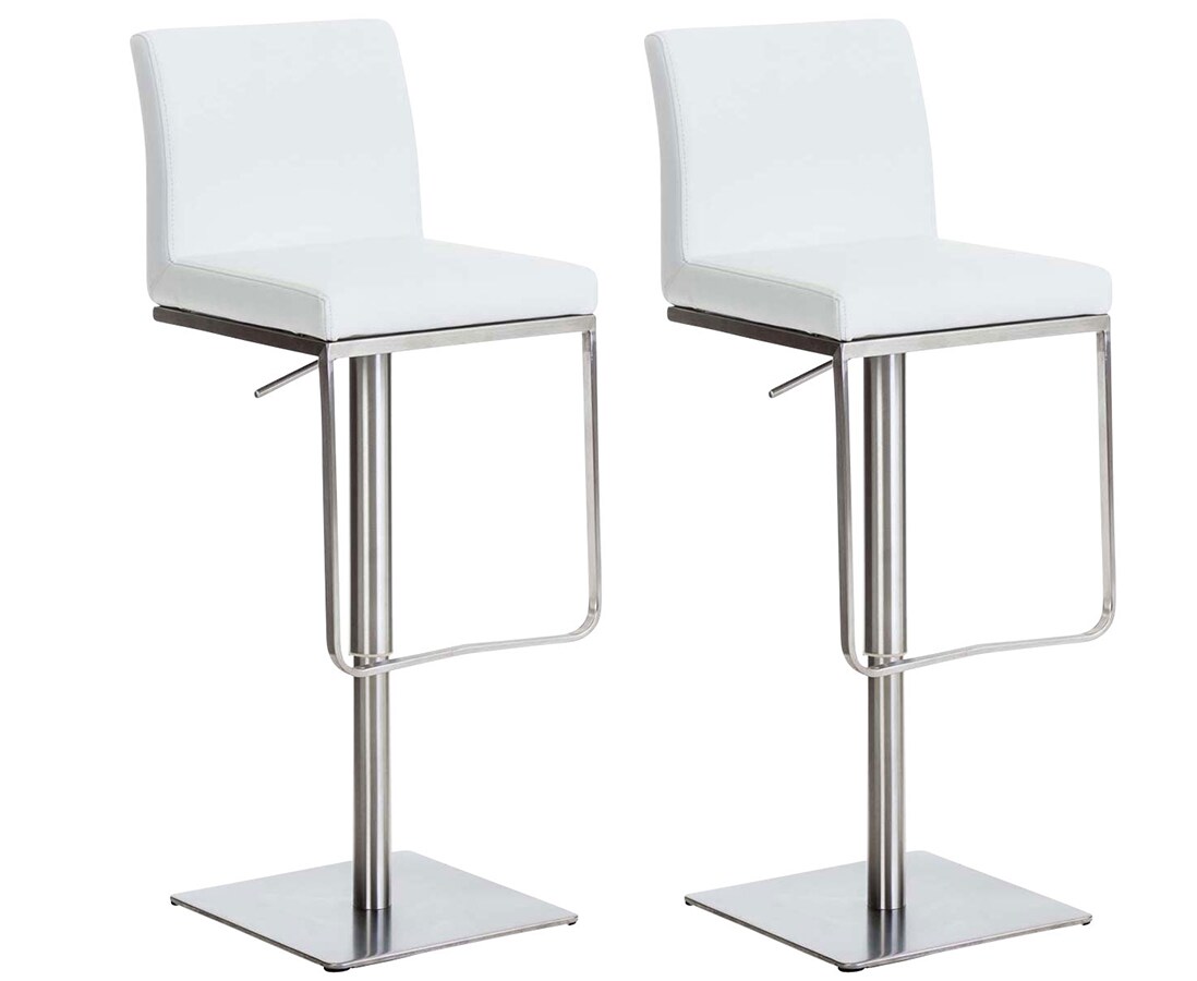 CLP 2er Set Barhocker Panama Kunstlederbezug weiß/edelstahl Image