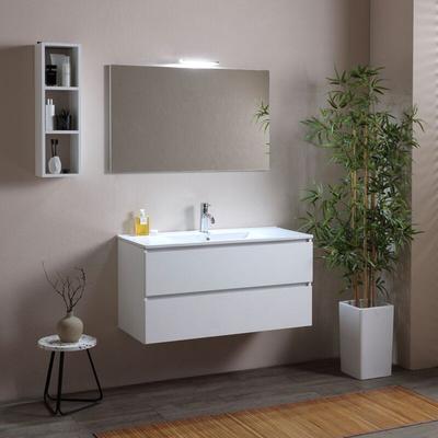 Wandhängender Badeschrank 100Cm Mit Schubladen Weiss Berlin Image