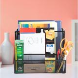 Mind Reader Metal Mesh Large Desk Organizer Mesh/Metal in Black | 9.75 H x 12.25 W x 9.75 D in | Wayfair DEEPORG-BLK