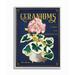 Stupell Industries 'Geraniums Blue Gold Flower Word Design' by Karen Dreyfus - Graphic Art Print | 14 H x 11 W x 1.5 D in | Wayfair