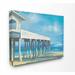 Highland Dunes 'Beach Boardwalk Ocean Blue Landscape' Painting Print Canvas in White | 36 H x 48 W x 1.5 D in | Wayfair