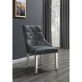 House of Hampton® Maney Tufted Side Chair Faux Leather/Wood/Upholstered in Gray | 38 H x 25 W x 23 D in | Wayfair A7189350147F434D84C5F594E23241E8