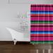 Ebern Designs Levron Striped Single Shower Curtain Polyester in Pink/Blue/Black | 71 H x 74 W in | Wayfair A705CADFD8764032A5483AD33E1C0041