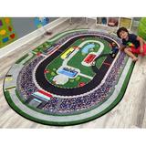 Green 48 x 0.25 in Area Rug - Kid Carpet Race Car Rug Nylon | 48 W x 0.25 D in | Wayfair FA1138-22KC