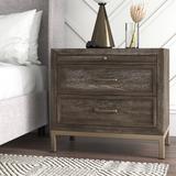 Mercury Row® Brinerl 2 - Drawer Nightstand in Wood/Metal in Brown | 26 H x 28 W x 17 D in | Wayfair 20B017E4815A4FB3BD5F507ABA061AB3