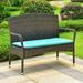 Winston Porter Konen Resin Wicker Park Bench All - Weather Wicker/Wicker/Rattan | 37 H x 46 W x 22.5 D in | Outdoor Furniture | Wayfair