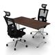 Symple Stuff Hartford 2 Person Conference Meeting Table w/ 2 Chairs Complete Set Metal in Brown | 30 H x 60 W x 30 D in | Wayfair
