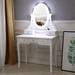 One Allium Way® Fazeley Vanity Set w/ Stool & Mirror Wood in Brown/White, Size 55.51 H x 31.5 W x 15.75 D in | Wayfair