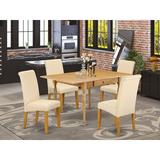 Ophelia & Co. Aquinnah Bar Height Drop Leaf Solid Wood Rubberwood Dining Set Wood/Upholstered in Brown | Wayfair 5585699D37E1430DADB9788C13D1E720