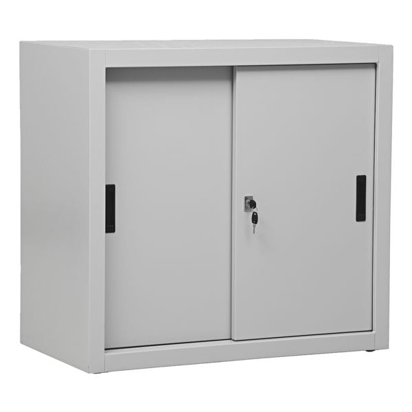Gürkan Schiebetürenschrank aus Stahl 2 OH 80 cm breit grau, 80x75x45 cm