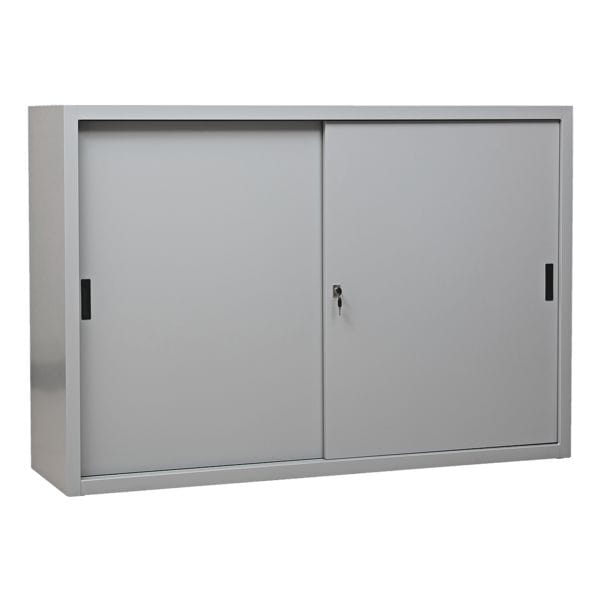 Gürkan Schiebetürenschrank aus Stahl 3 OH 160 cm breit grau, 160x109x45 cm