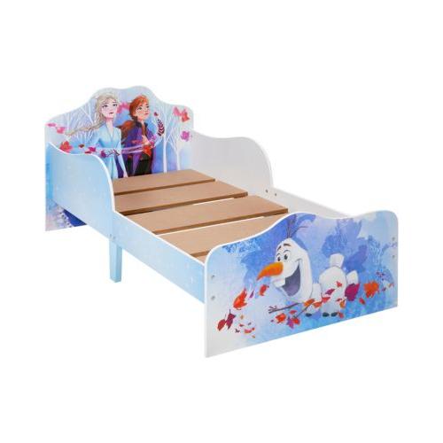 Kinderbett mit 2 Ablageboxen mit Reißverschluss, Disney Frozen 2 Kinderbett, 70 x 140 cm hellblau