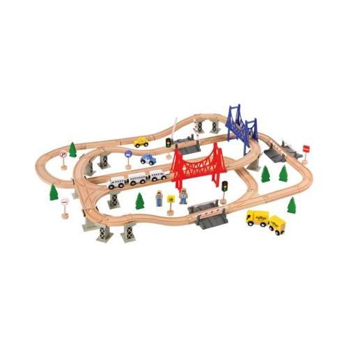 Holzeisenbahn-Spielset, 84-tlg.