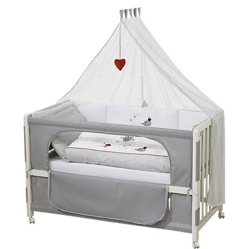 Beistell- und Kinderbett komplett, 60 x 120 cm, Room Bed Adam & Eule, weiß grau