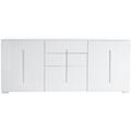 Buffet design blanc laqué brillant 2 portes 3 tiroirs L180 cm ted - Blanc