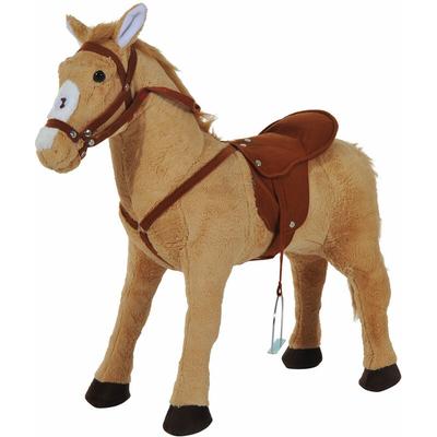 Children Standing Horse Plush Soft Ride On Toy Pony Kids Cuddly Game Play - Beige - Homcom