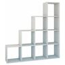 Hucoco - salerno - Etagère escalier contemporaine 10 niches/casiers/cubes 30x153x153 cm