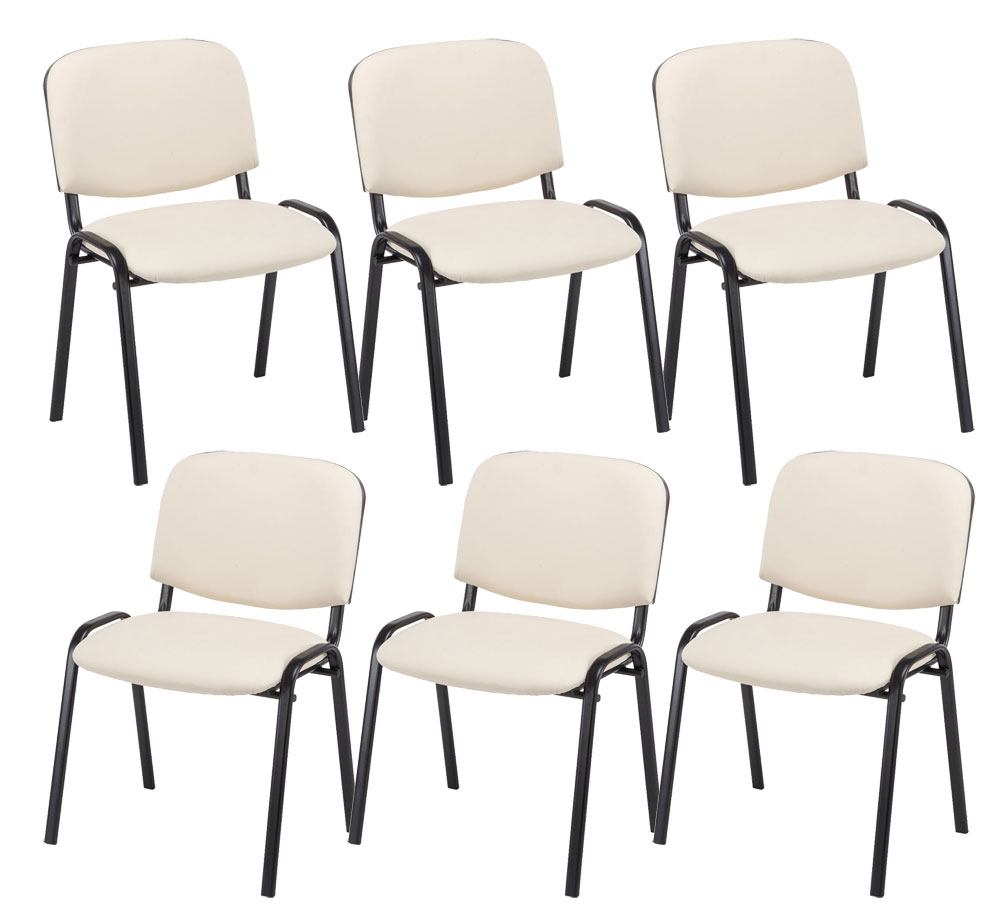 CLP 6er Set Besucherstuhl Ken Kunstleder creme