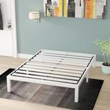 Alwyn Home Bryana 14" Heavy Duty Steel Bed Frame Metal in White | 14 H x 76 W x 80 D in | Wayfair 308A5524006040AA9772B9ECAA9D1BC4