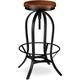 Tabouret de Bar, Design industriel, pivotant, Chaise haute ronde, Hauteur 76,5 cm max. fer bois,