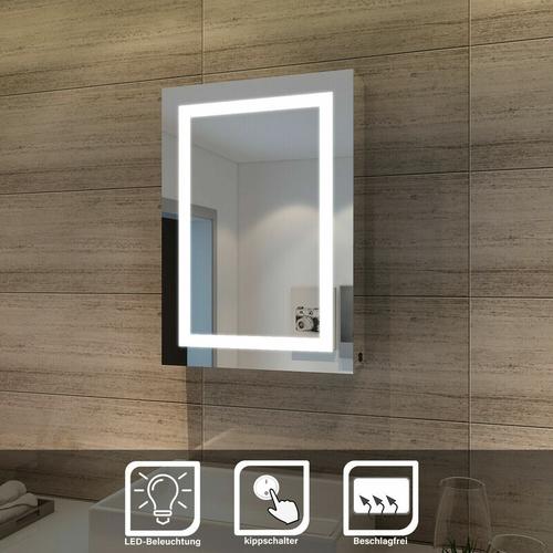Bad Spiegelschrank mit Beleuchtung LED Licht Bad Hängeschrank Badezimmer Spiegelschrank mit