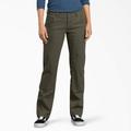 Dickies Women's Flex Relaxed Fit Duck Carpenter Pants - Rinsed Moss Green Size 8 (FD2500)