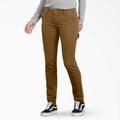 Dickies Women's Flex Slim Fit Duck Carpenter Pants - Rinsed Brown Size 4 (FD2600)