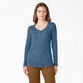 Dickies Women's Henley Long Sleeve Shirt - Dark Denim Blue Size L (FL097)