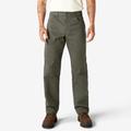 Dickies Men's Relaxed Fit Heavyweight Duck Carpenter Pants - Rinsed Moss Green Size 34 X (1939)