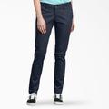 Dickies Women's Slim Fit Skinny Leg Pants - Rinsed Dark Navy Size 6 (FP512)