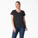 Dickies Women's Short Sleeve V-Neck T-Shirt - Black Size L (FS201)