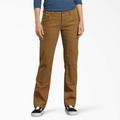 Dickies Women's Flex Relaxed Fit Duck Carpenter Pants - Rinsed Brown Size 16 (FD2500)