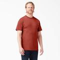 Dickies Men's Heavyweight Heathered Short Sleeve Pocket T-Shirt - Rustic Red Heather Size Lt (WS450H)