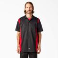 Dickies Men's Two-Tone Short Sleeve Work Shirt - Black/english Red Size XL (WS508)