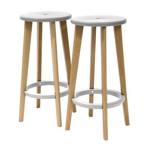 Tabourets Woody Pied Hêtre Assise Blanche - Meet By Paperflow