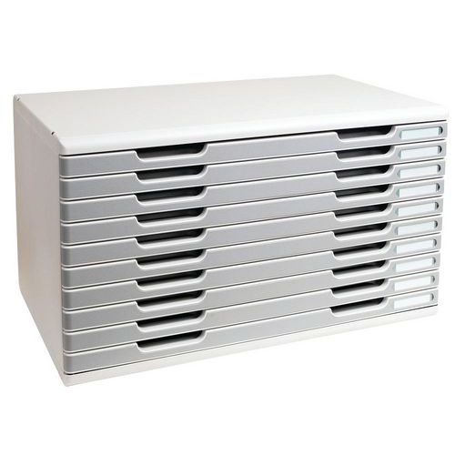 Module A3 10 Tiroirs Gris - Multiform