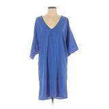 Catherine Masi Casual Dress - Shift V Neck 3/4 Sleeve: Blue Solid Dresses - Women's Size X-Small