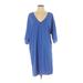 Catherine Masi Casual Dress - Shift V Neck 3/4 Sleeve: Blue Solid Dresses - Women's Size X-Small
