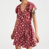 American Eagle Outfitters Dresses | American Eagle Floral Wrap Dress Size M | Color: Red/White | Size: M