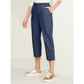 Draper's & Damon's Women's Denim Tab-Front Capris - Blue - S - Misses