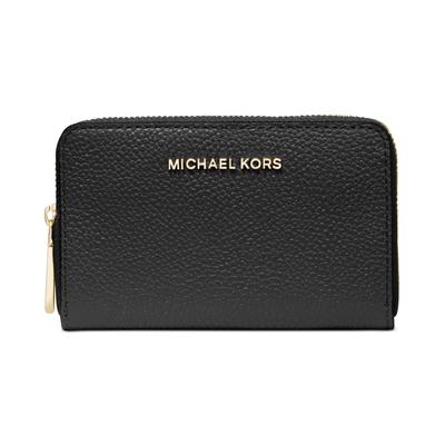 Michael Michael Kors Jet Set Leather Zip-Around Card Case - Black/Gold