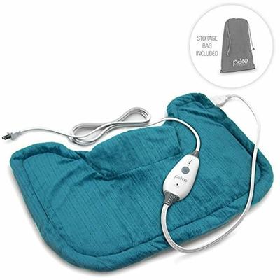 Pain Relief Neck Shoulder Fast Heating Pad Magnetic Neck Closure W/ Bag Blue New