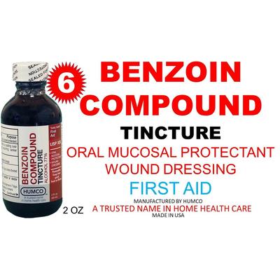 6 Humco Benzoin Compound Tincture 2 Oz First Aid Wound Dressing Exp Date 06/2023
