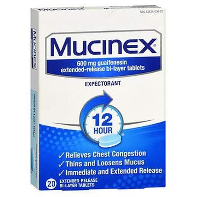 Mucinex 12-Hour Chest Congestion Expectorant Tablets, 20 Count (Pack of 2)